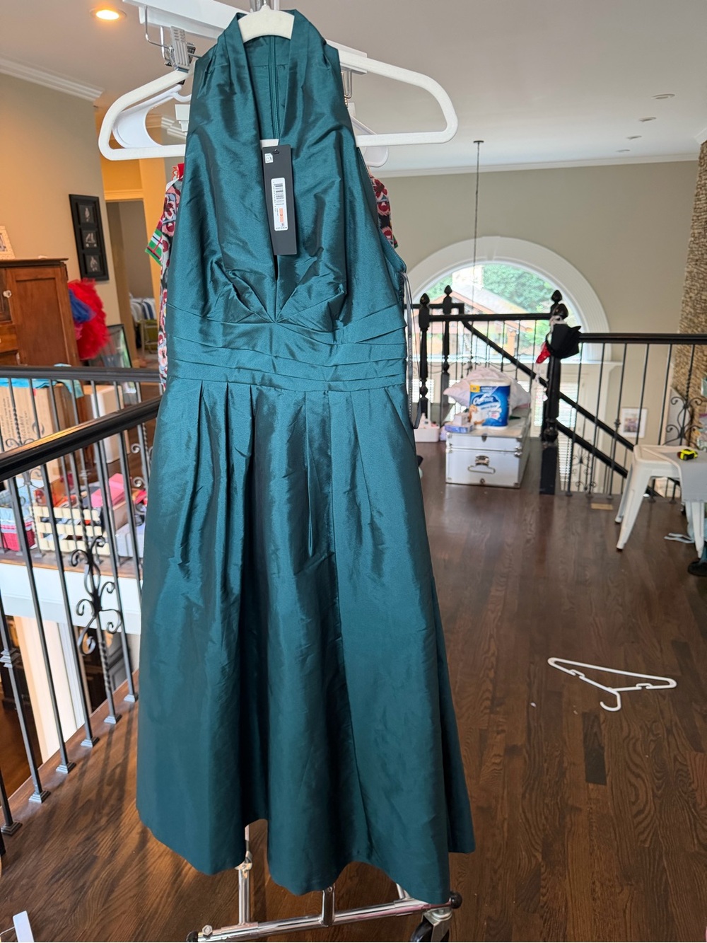 Donna Karan Teal Satin Halter Dress